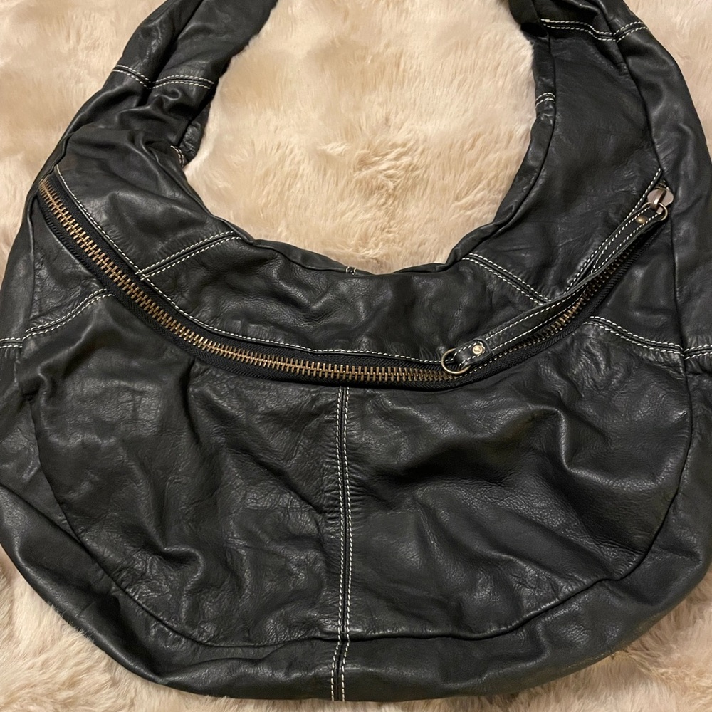 Latico Black Leather Hobo Bag